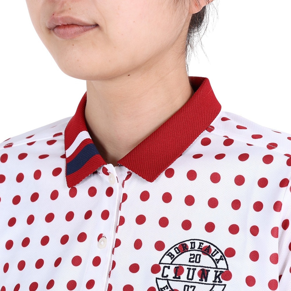 クランク（CLUNK）（レディース）ゴルフウェア 冷感 吸汗速乾 氷撃ドットPT 半袖ポロシャツ CL5MUG31 RED.