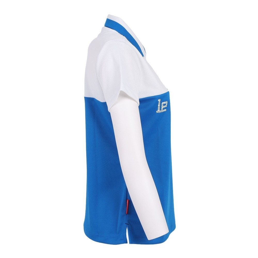 ルコックゴルフ（レディース）ゴルフウェア 吸汗 胸切替半袖シャツ QGWPJA31XB-BL00