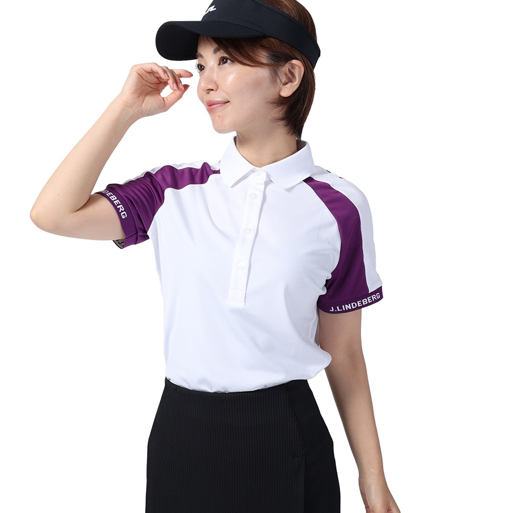 Ｊリンドバーグ ゴルフウェア ストレッチ 吸水 速乾 半袖 カラーブロック ポロシャツ 072-27845-004 ＳＳ 10 ゴルフ画像