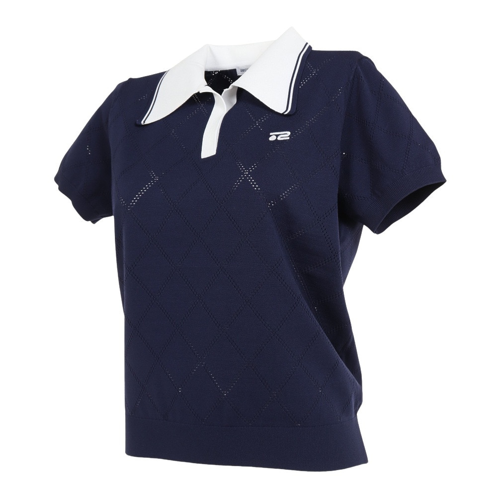 ROSASEN（レディース）ゴルフウェア A-Line ビッグカラー針抜 半袖ポロシャツ 048-28341-098