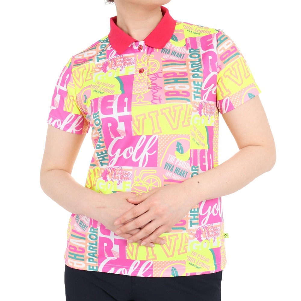 ビバハート ゴルフウェア 白 ピンク ハート ポロシャツ 40 M 通販