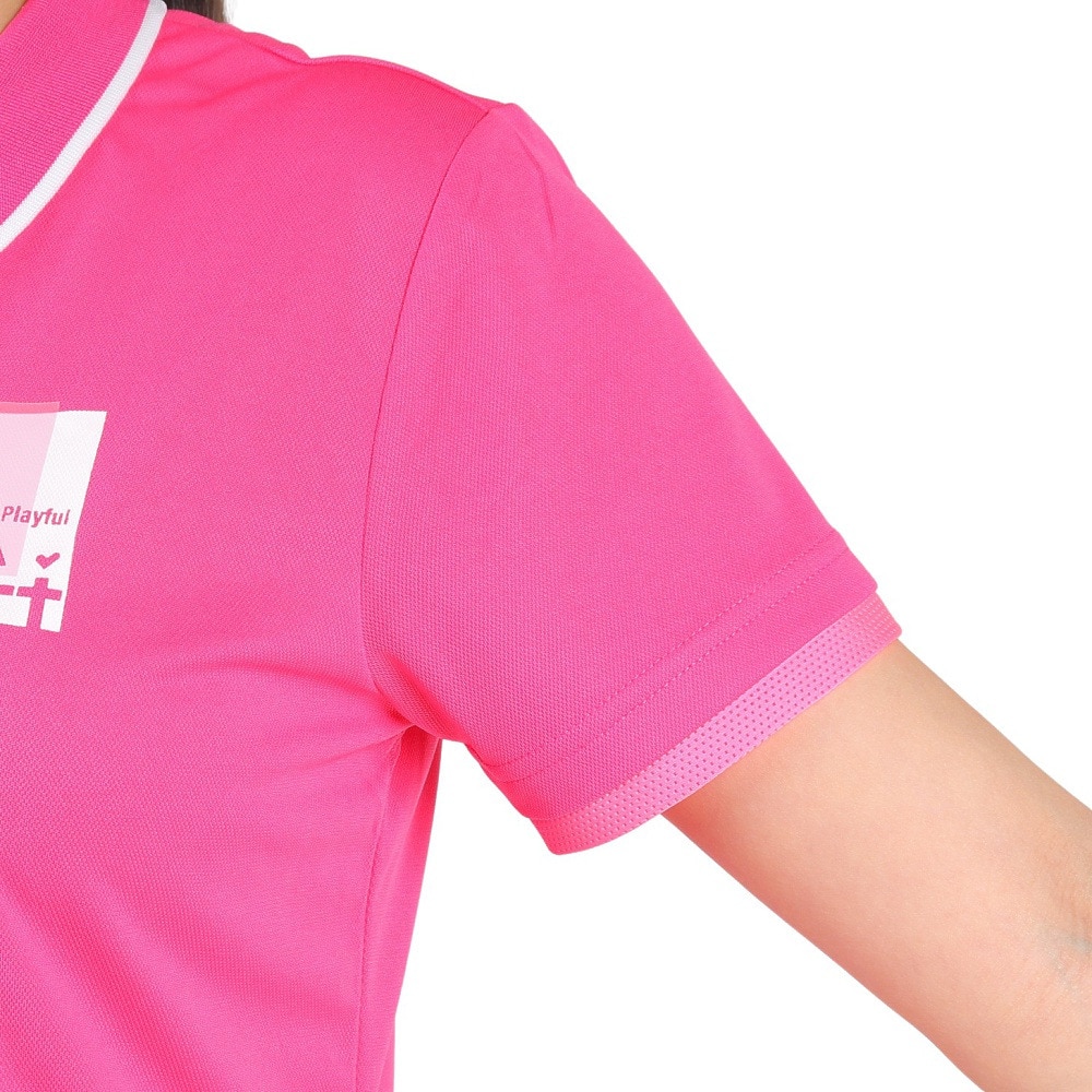 ビバハート（VIVA HEART）（レディース）ゴルフウェア 吸水 速乾 ボックスプリント半袖ポロシャツ 012-28445-073