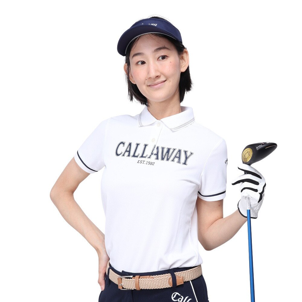キャロウェイ（CALLAWAY）（レディース）ゴルフウェア プリントカノコ半袖ポロシャツ C23134200-1030
