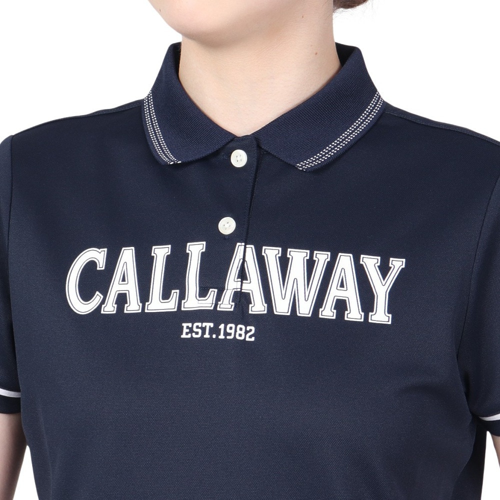 キャロウェイ（CALLAWAY）（レディース）ゴルフウェア プリントカノコ 半袖ポロシャツ C23134200-1120