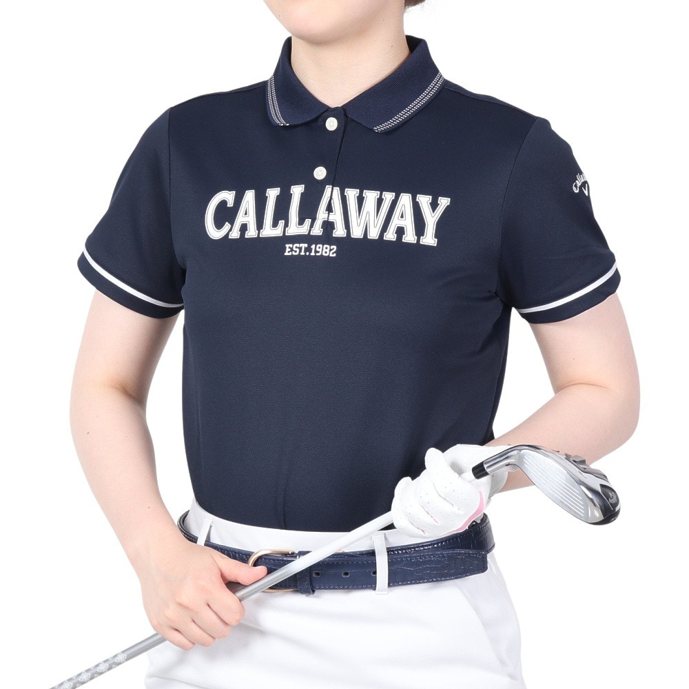 キャロウェイ（CALLAWAY）（レディース）ゴルフウェア プリントカノコ 半袖ポロシャツ C23134200-1120