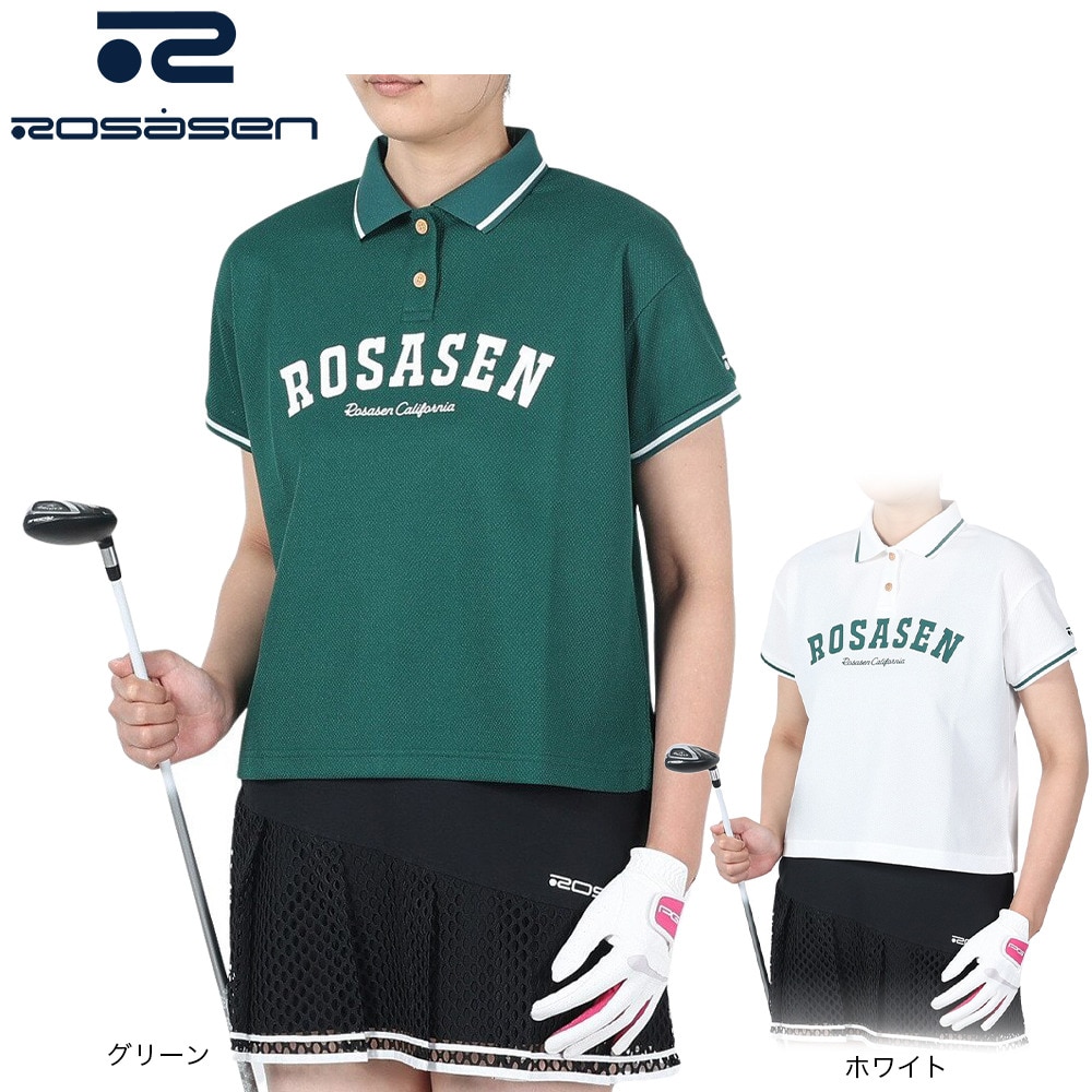 ROSASEN（レディース）ゴルフウェア 半袖 吸水速乾 A-Line ワッフルポロシャツ 048-21441-004