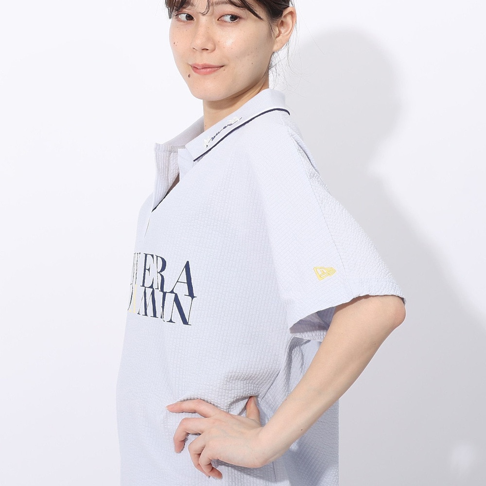 ニューエラ（NEW ERA）（レディース）ゴルフウェア 吸汗速乾 半袖ポロシャツ 紺野ゆり スキッパー シアサッカー 14311403