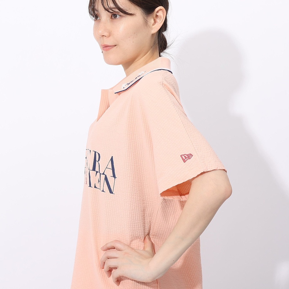 ニューエラ（NEW ERA）（レディース）ゴルフウェア 吸汗速乾 半袖ポロシャツ 紺野ゆり スキッパー シアサッカー 14311404