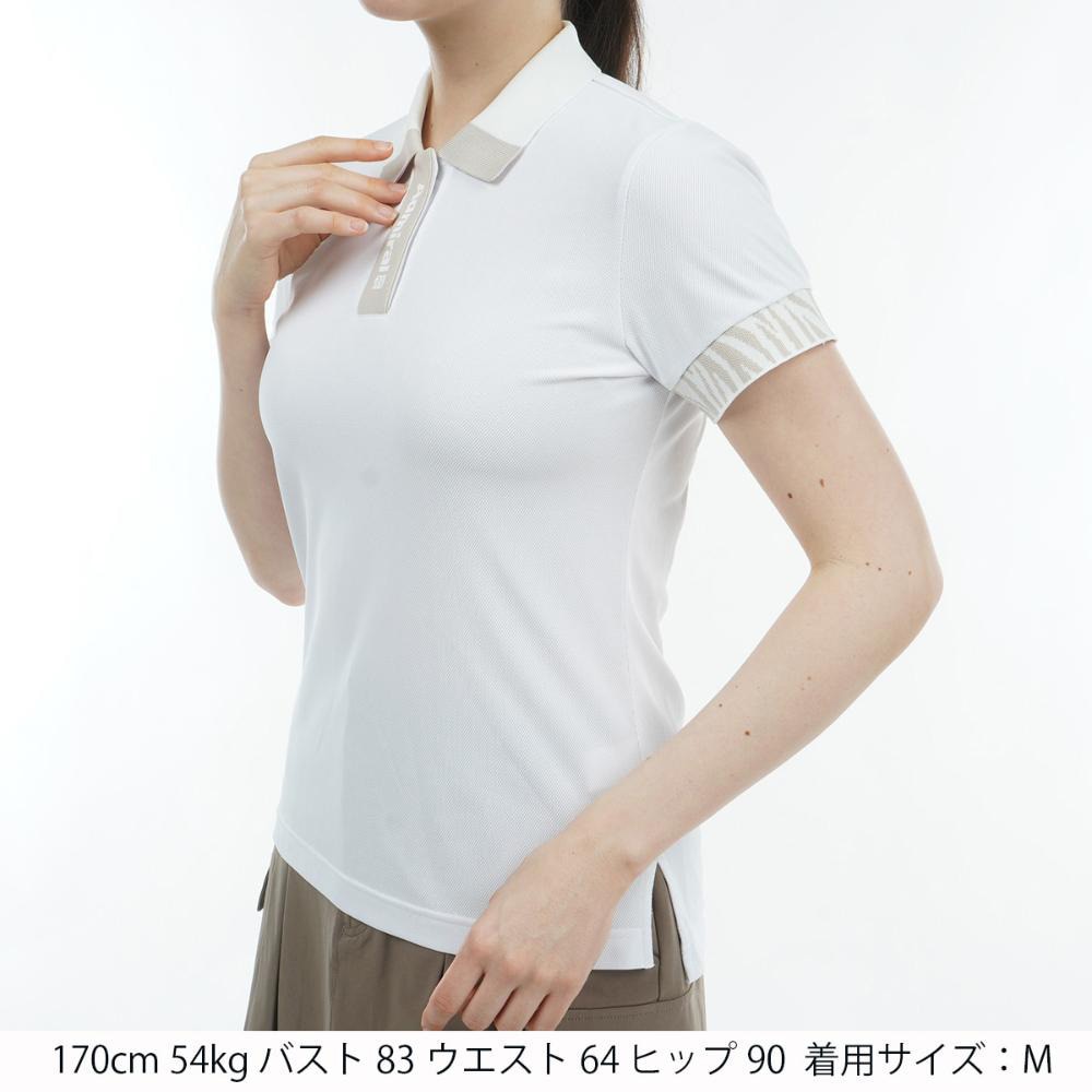 アドミラル ゴルフ（Admiral GOLF）（レディース）ゴルフウェア 半袖 ゼブラモチーフ リブポロシャツ ADLA425-WHT