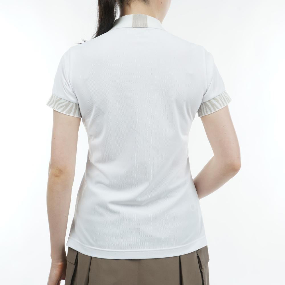 アドミラル ゴルフ（Admiral GOLF）（レディース）ゴルフウェア 半袖 ゼブラモチーフ リブポロシャツ ADLA425-WHT