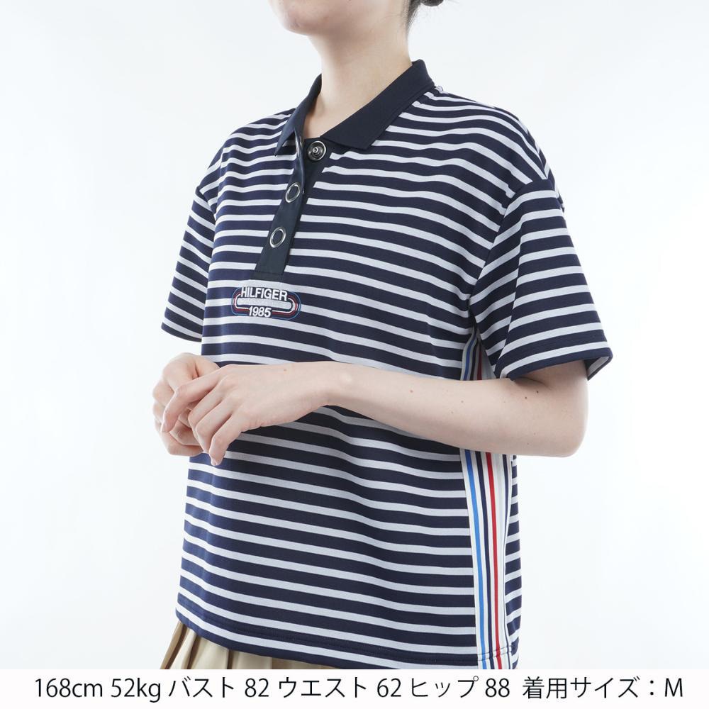 トミー ヒルフィガー ゴルフ（TOMMY HILFIGER GOLF）（レディース）ゴルフウェア 半袖 ボーダー リラックスポロシャツ THLA410-NVY