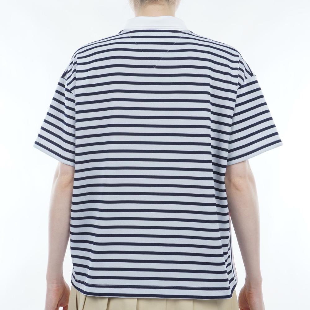 トミー ヒルフィガー ゴルフ（TOMMY HILFIGER GOLF）（レディース）ゴルフウェア 半袖 ボーダー リラックスポロシャツ THLA410-WHT