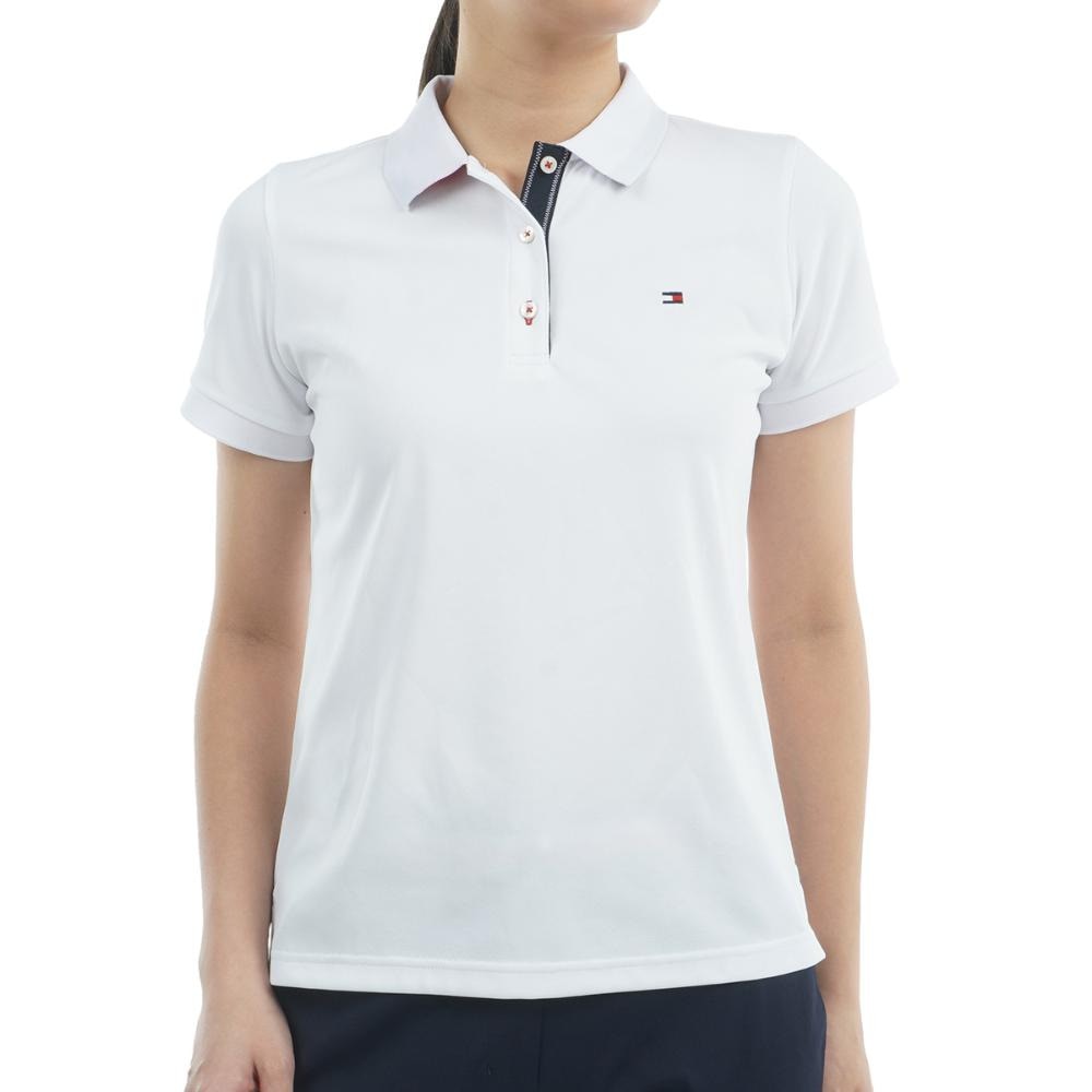 トミー ヒルフィガー ゴルフ（TOMMY HILFIGER GOLF）（レディース）ゴルフウェア 吸水速乾 ベーシックフラッグ 半袖 ポロシャツ THLA439-WHT