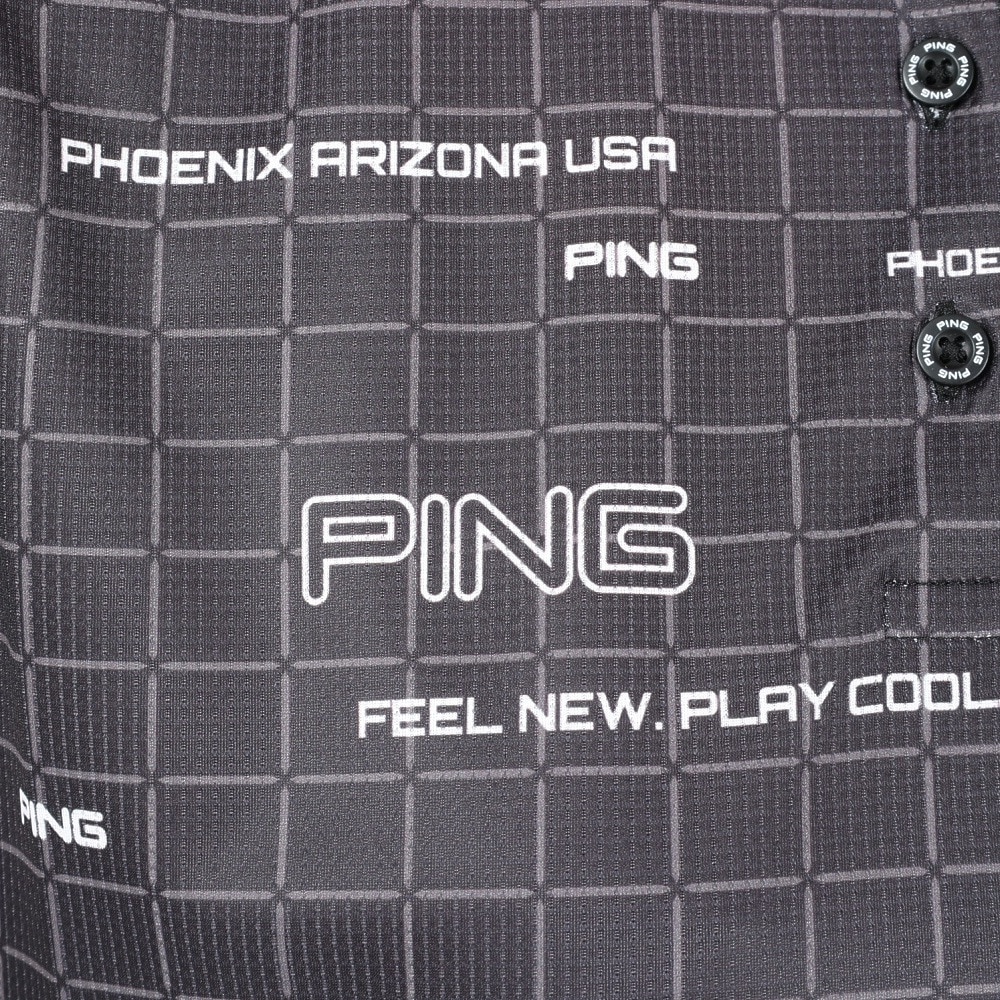 ピン（PING）（レディース）ゴルフウェア デジタルグリッド柄サラマックス 半袖ポロシャツ 622-4160304-010