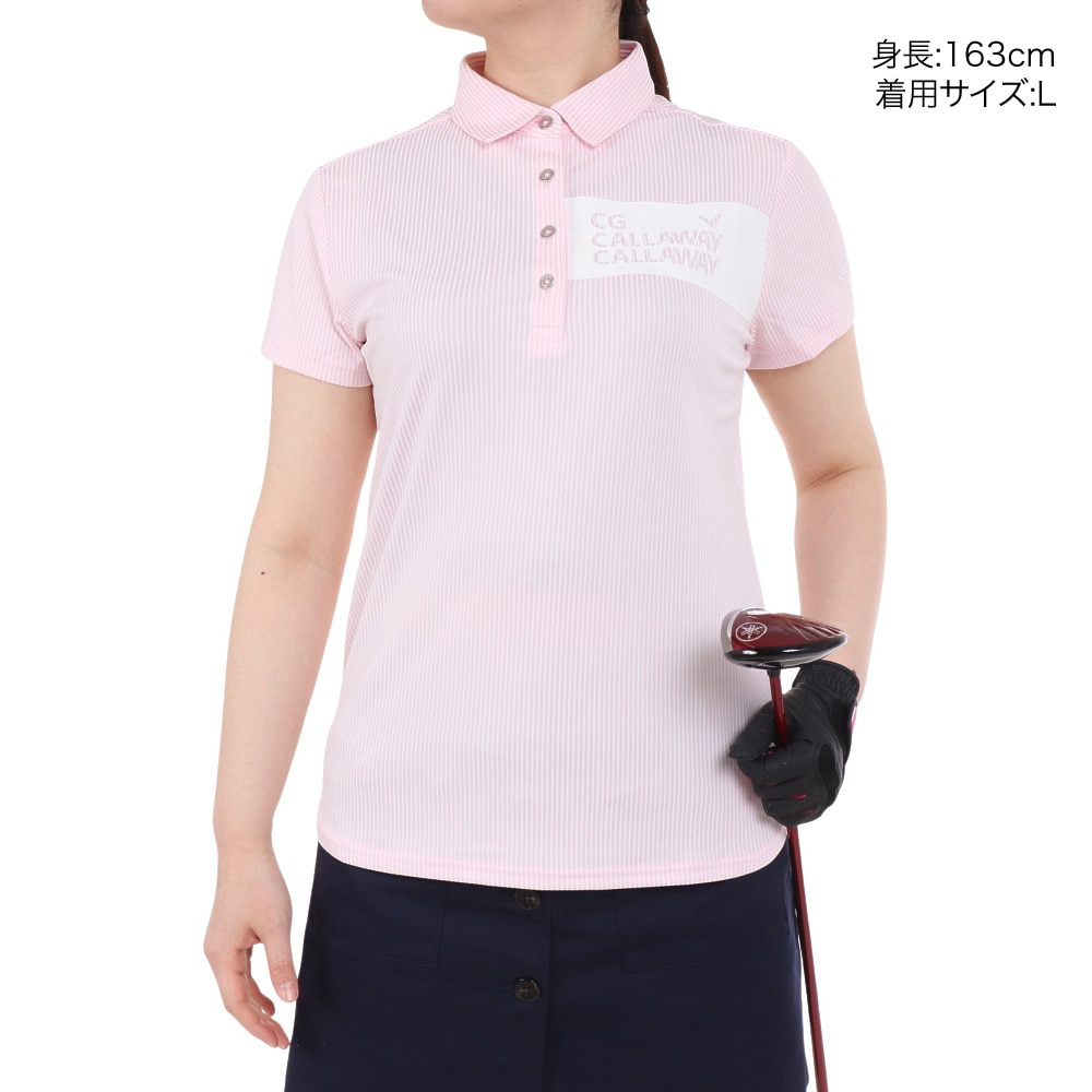 キャロウェイ（CALLAWAY）（レディース）ゴルフウェア 吸汗速乾 ストライプジャカード半袖シャツ C24134203-1091