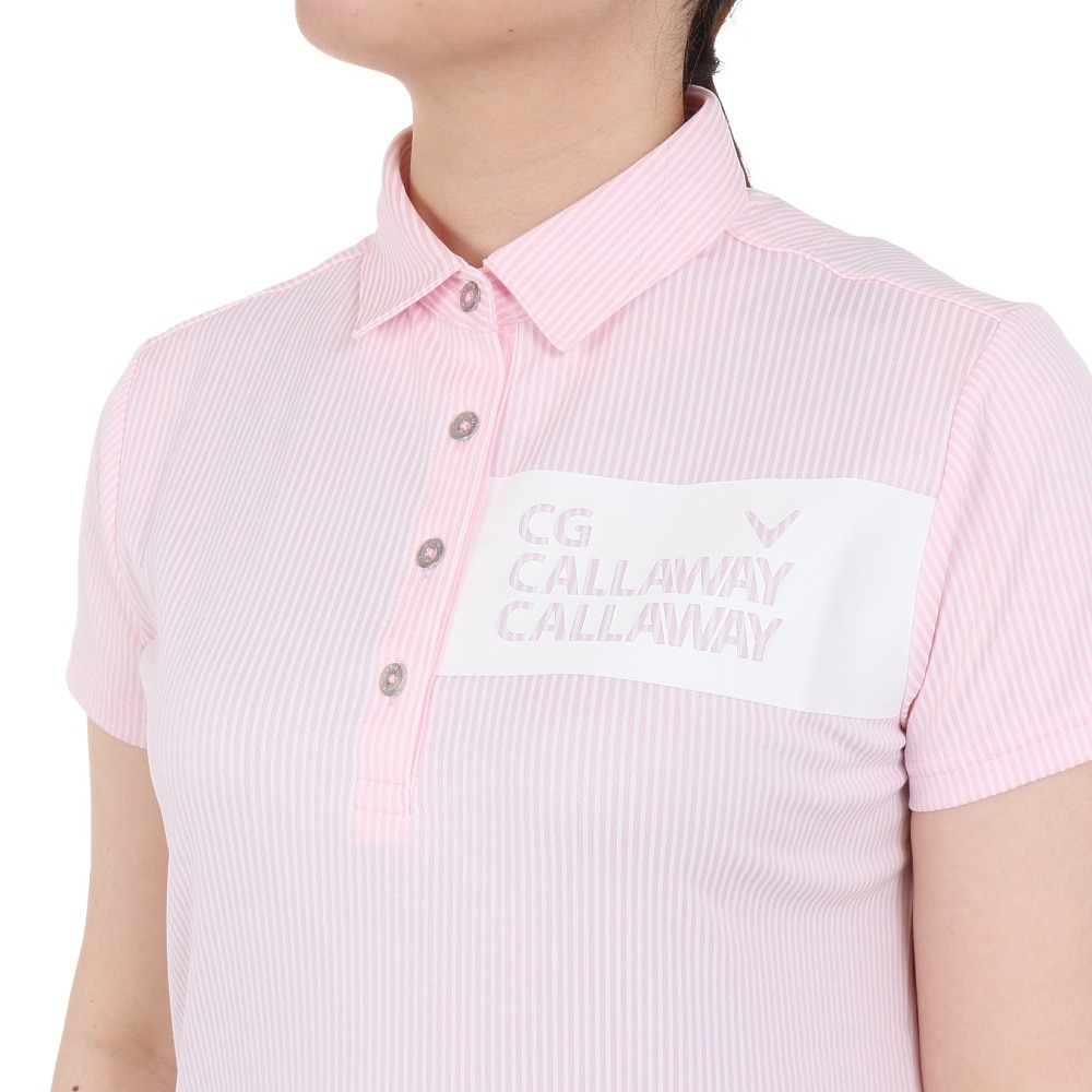 キャロウェイ（CALLAWAY）（レディース）ゴルフウェア 吸汗速乾 ストライプジャカード半袖シャツ C24134203-1091