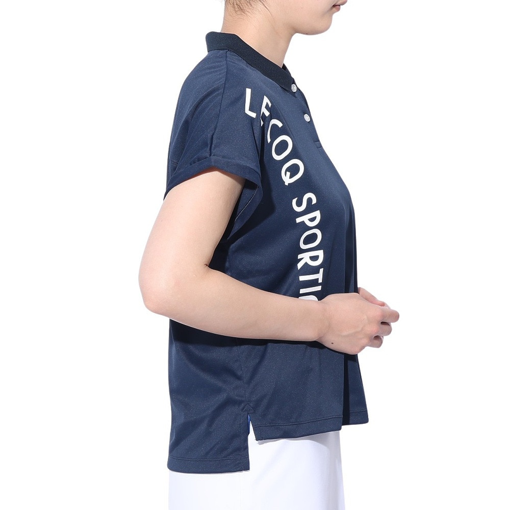 ルコックスポルティフ（lecoqsportif）（レディース）ゴルフウェア 吸汗速乾 ワイドフィット ちび襟半袖シャツ QGWXJA17 NV00