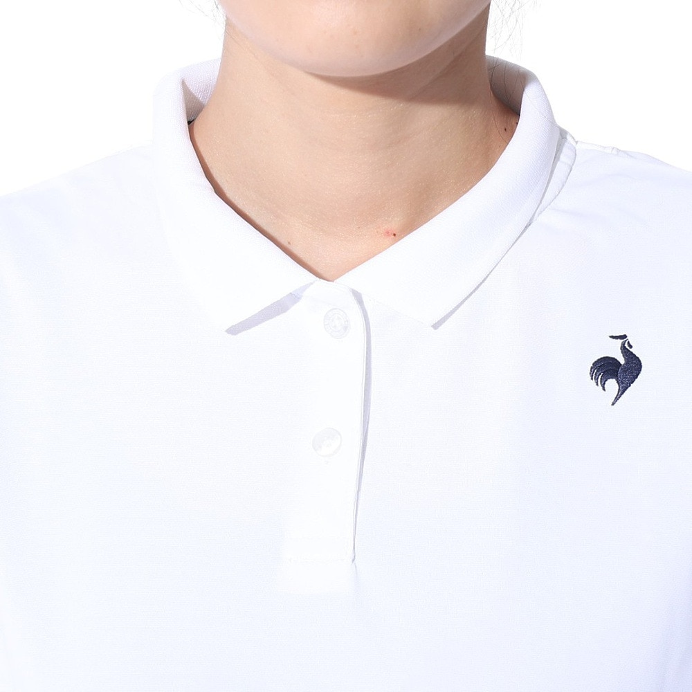 ルコックスポルティフ（lecoqsportif）（レディース）ゴルフウェア 吸汗速乾 ワイドフィット ちび襟半袖シャツ QGWXJA17 WH00