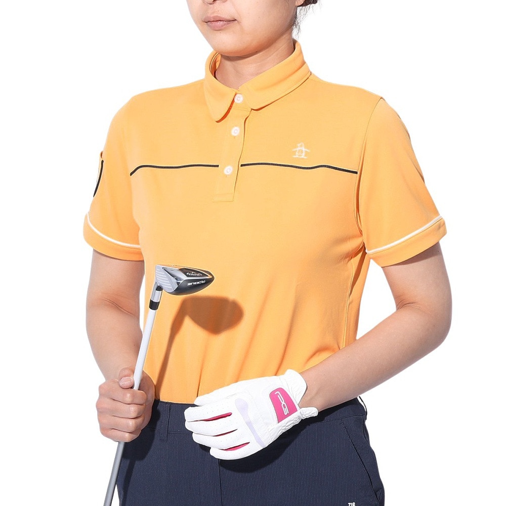 マンシングウエア（MUNSING WEAR）（レディース）ゴルフウェア 吸汗速乾 高通気 ミニポケット台衿付き半袖シャツ MGWXJA04 OR00