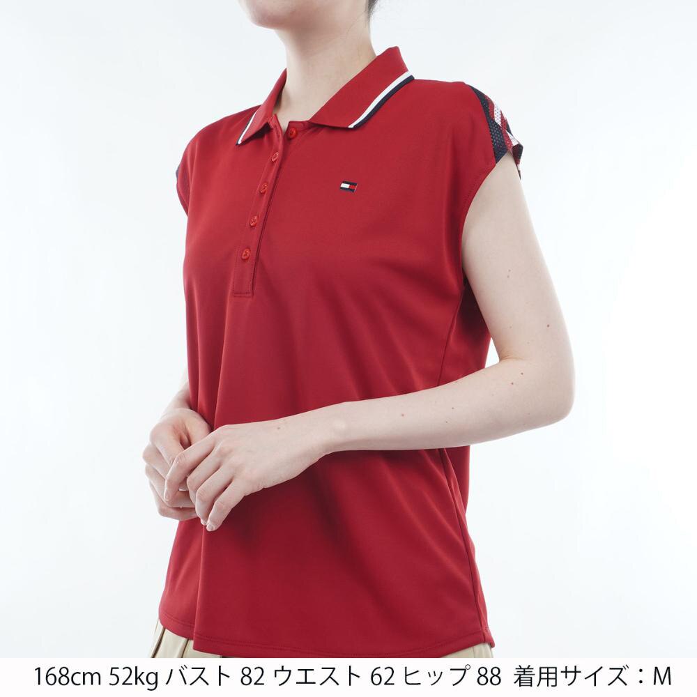トミー ヒルフィガー ゴルフ（TOMMY HILFIGER GOLF）（レディース）ゴルフウェア 半袖 トリコロール フレンチスリーブシャツ THLA409-RED