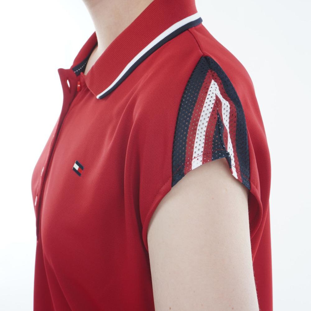 トミー ヒルフィガー ゴルフ（TOMMY HILFIGER GOLF）（レディース）ゴルフウェア 半袖 トリコロール フレンチスリーブシャツ THLA409-RED
