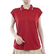 トミーヒルフィガー（TOMMY HILFIGER）（レディース）ゴルフウェア 半袖 トリコロール フレンチスリーブシャツ THLA409-RED