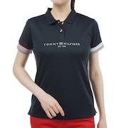 トミーヒルフィガー（TOMMY HILFIGER）（レディース）ゴルフウェア フロントロゴ 半袖ポロシャツ THLA429-NVY
