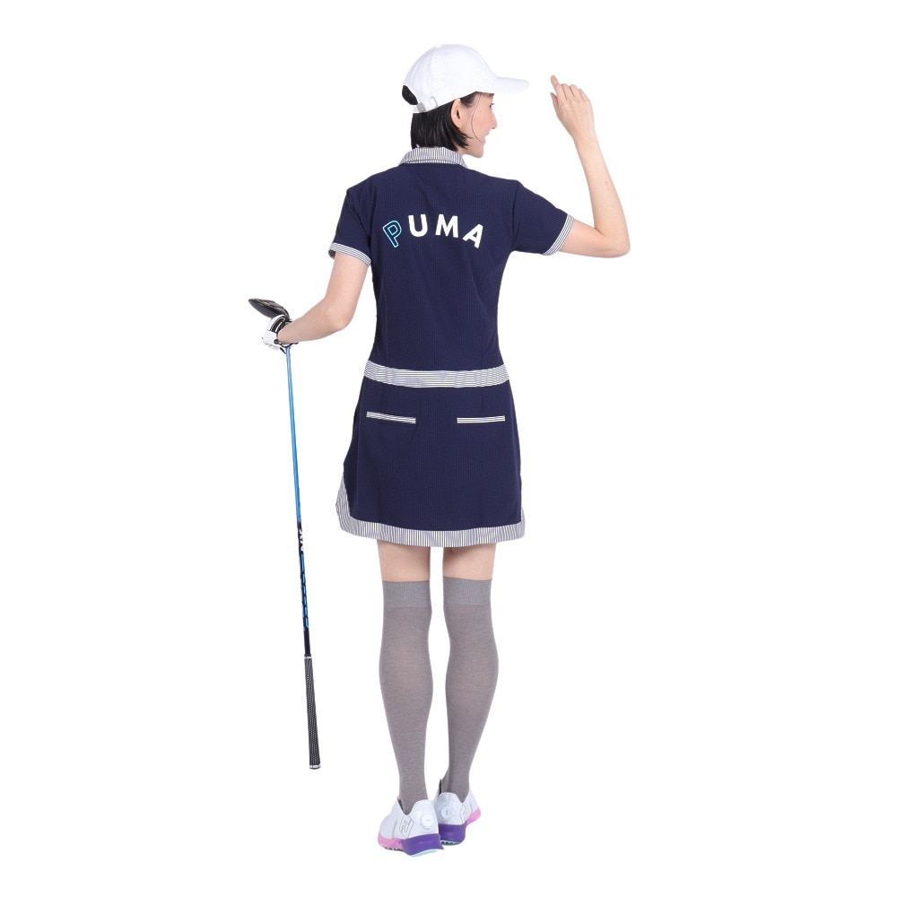 プーマ（PUMA）（レディース）ゴルフウェア 半袖 P ストレッチ ポロ ワンピース 627706-01