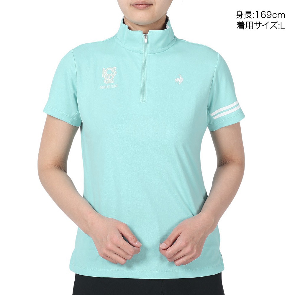 ルコックスポルティフ（lecoqsportif）（レディース）ゴルフウェア 吸水速乾 ストレッチフォーサー ハーフジップ半袖シャツ QGWXJA02 EM00