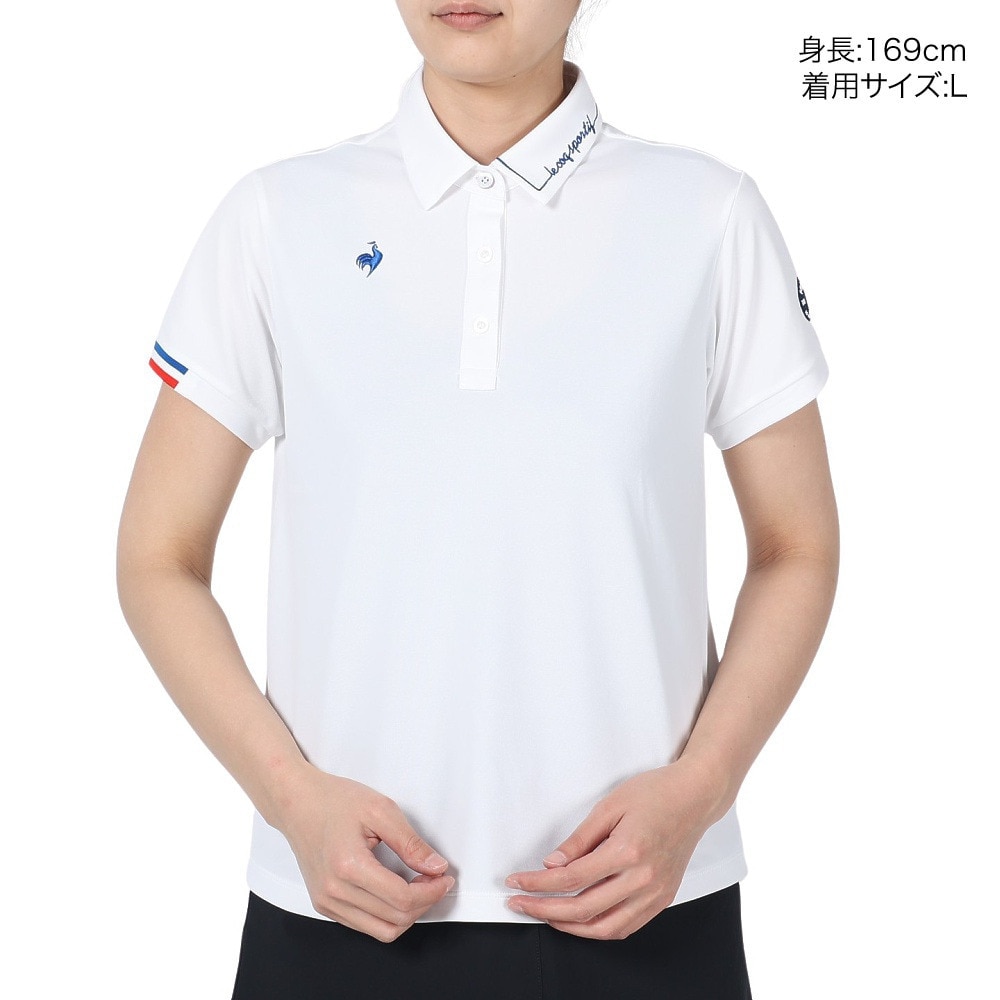 ルコックスポルティフ（lecoqsportif）（レディース）ゴルフウェア 吸汗速乾 Aライン シルエット半袖シャツ QGWXJA00 WH00