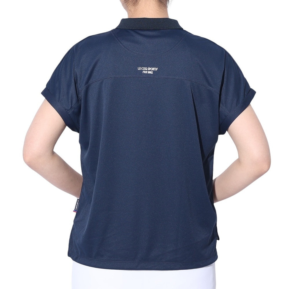 ルコックスポルティフ（lecoqsportif）（レディース）ゴルフウェア 吸汗速乾 ワイドフィット ちび襟半袖シャツ QGWXJA17 NV00