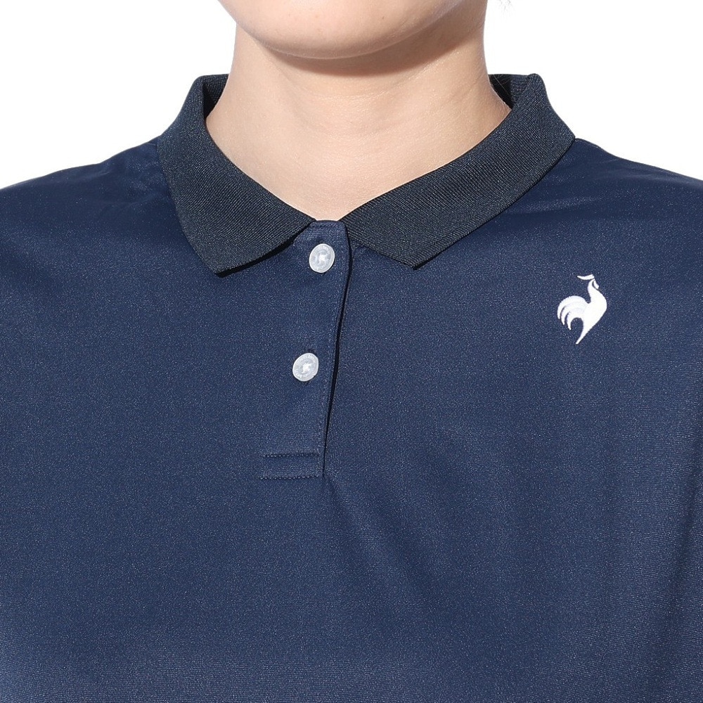 ルコックスポルティフ（lecoqsportif）（レディース）ゴルフウェア 吸汗速乾 ワイドフィット ちび襟半袖シャツ QGWXJA17 NV00