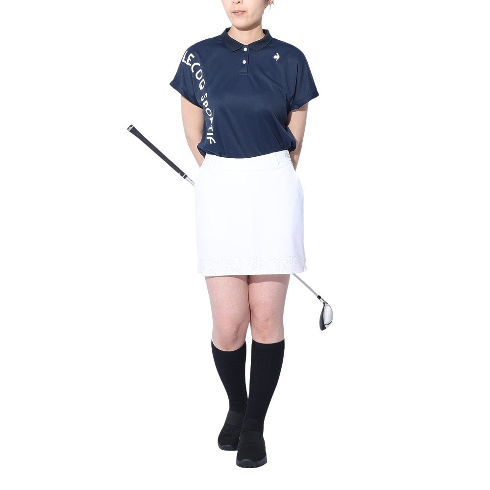 ルコックスポルティフ（lecoqsportif）（レディース）ゴルフウェア 吸汗速乾 ワイドフィット ちび襟半袖シャツ QGWXJA17 NV00