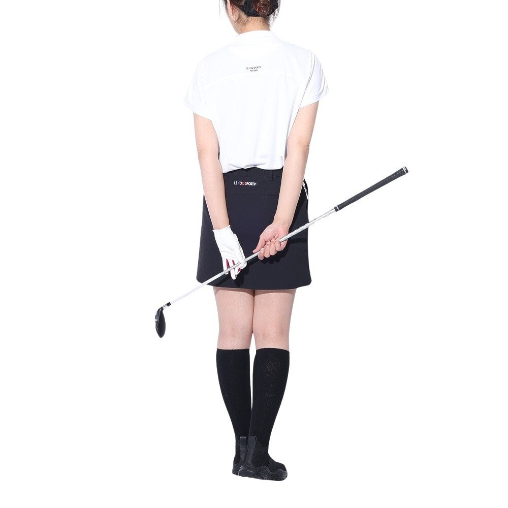ルコックスポルティフ（lecoqsportif）（レディース）ゴルフウェア 吸汗速乾 ワイドフィット ちび襟半袖シャツ QGWXJA17 WH00