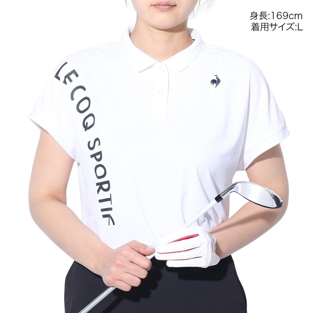 ルコックスポルティフ（lecoqsportif）（レディース）ゴルフウェア 吸汗速乾 ワイドフィット ちび襟半袖シャツ QGWXJA17 WH00