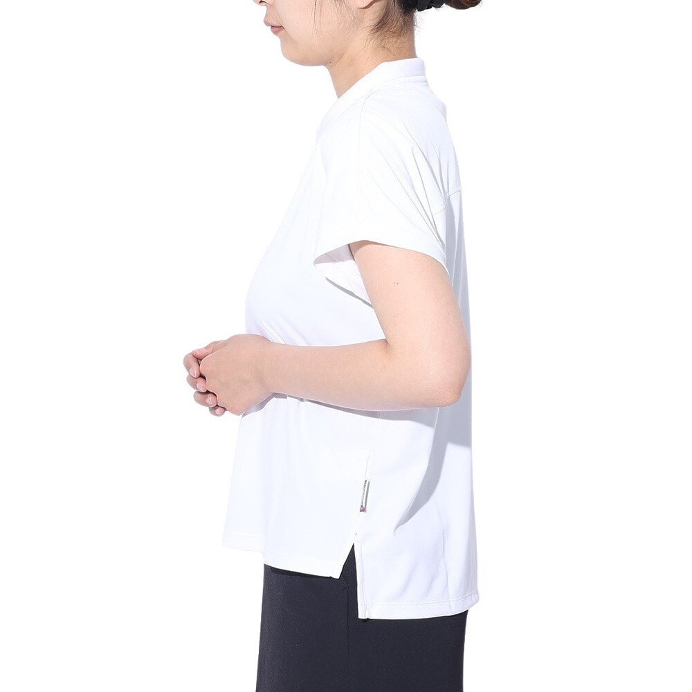 ルコックスポルティフ（lecoqsportif）（レディース）ゴルフウェア 吸汗速乾 ワイドフィット ちび襟半袖シャツ QGWXJA17 WH00