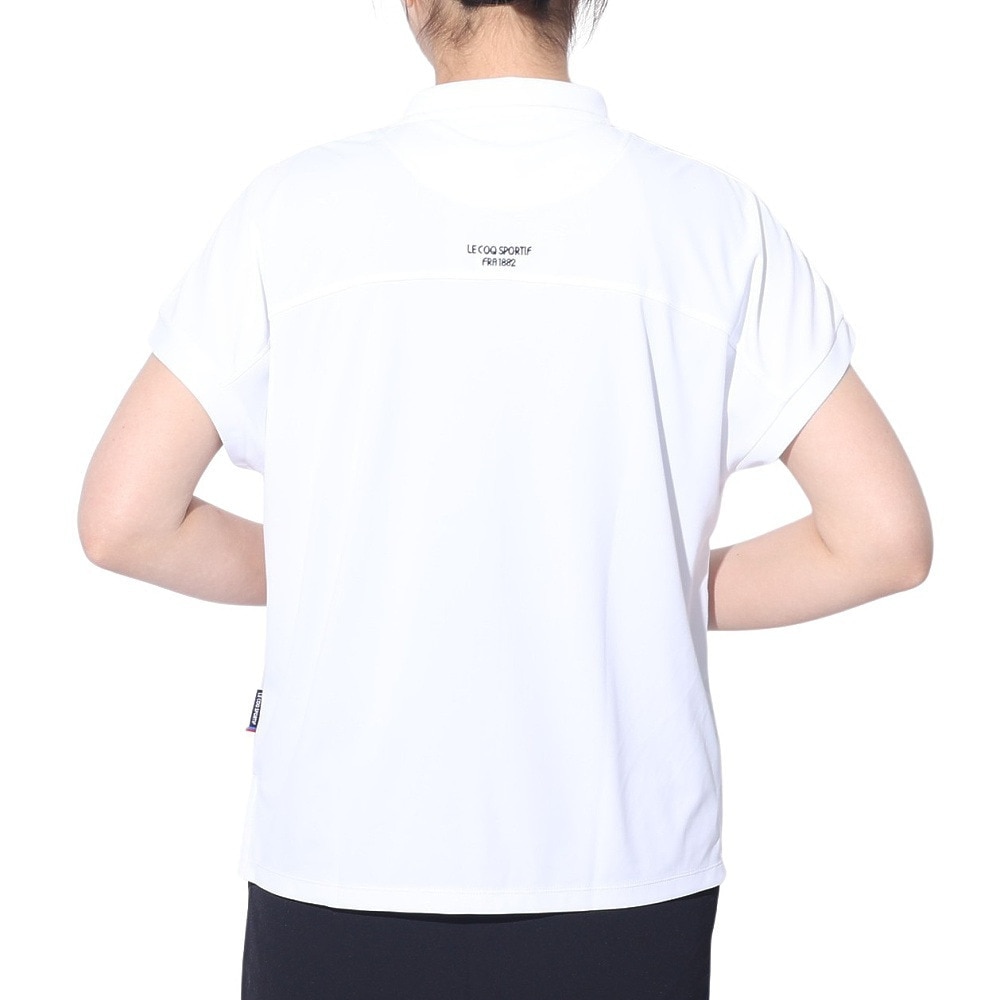 ルコックスポルティフ（lecoqsportif）（レディース）ゴルフウェア 吸汗速乾 ワイドフィット ちび襟半袖シャツ QGWXJA17 WH00