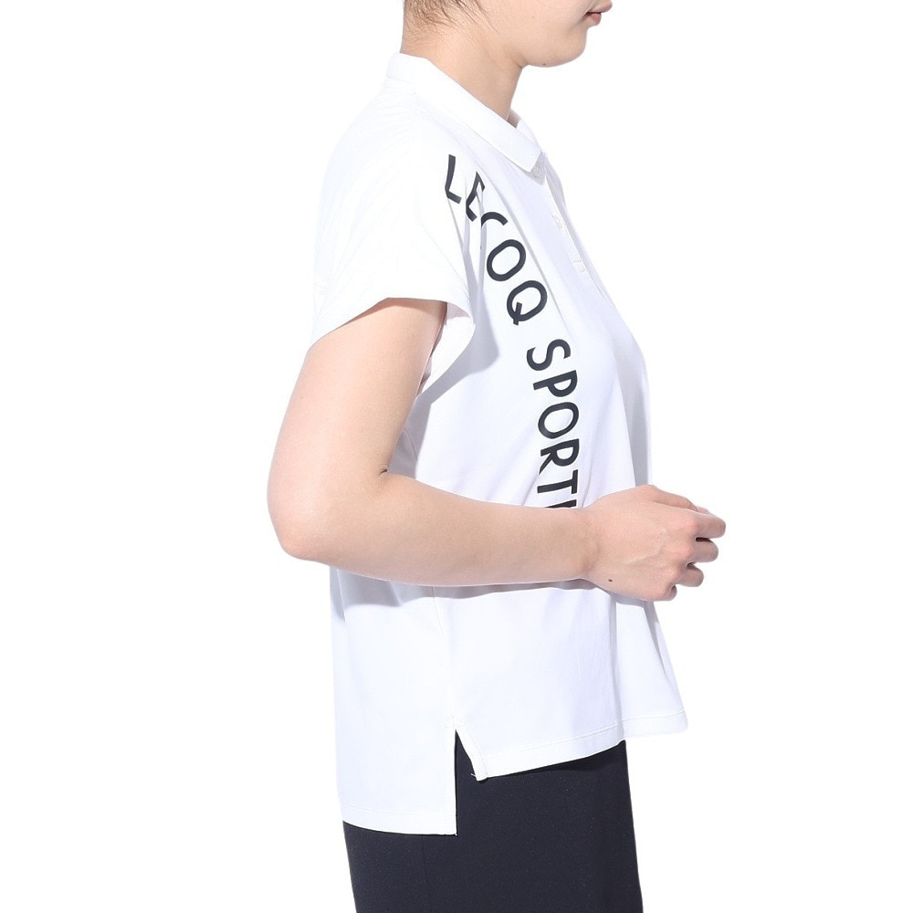 ルコックスポルティフ（lecoqsportif）（レディース）ゴルフウェア 吸汗速乾 ワイドフィット ちび襟半袖シャツ QGWXJA17 WH00