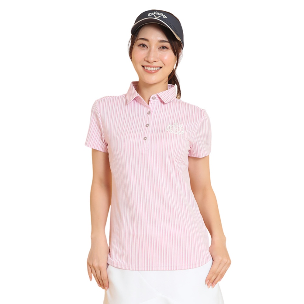 キャロウェイ（CALLAWAY）（レディース）ゴルフウェア ストライプ半袖シャツ C25134205-1090