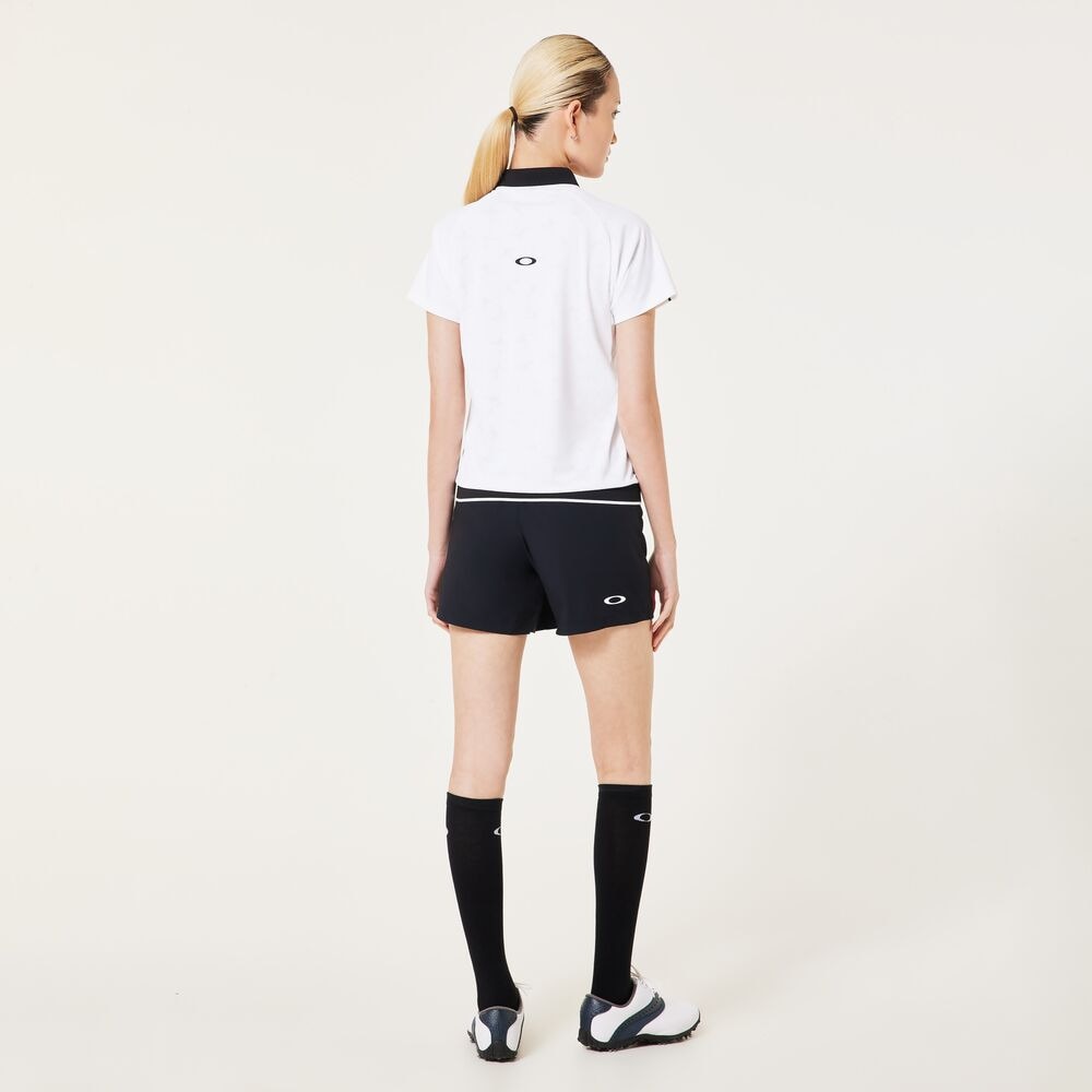 オークリー（OAKLEY）（レディース）ゴルフウェア 吸汗速乾 ELEVATE HEM 半袖ポロシャツ FOA500844-100