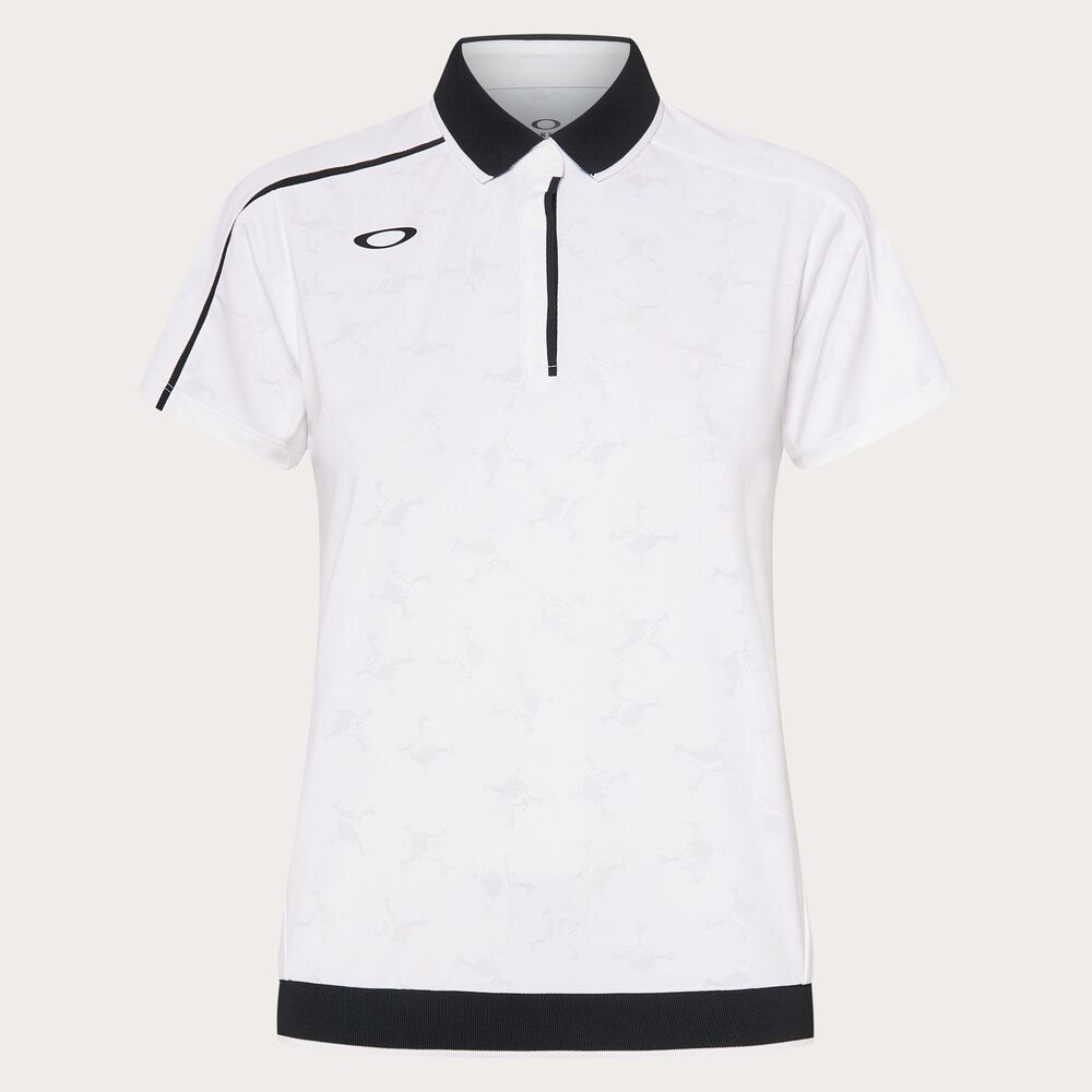 オークリー（OAKLEY）（レディース）ゴルフウェア 吸汗速乾 ELEVATE HEM 半袖ポロシャツ FOA500844-100