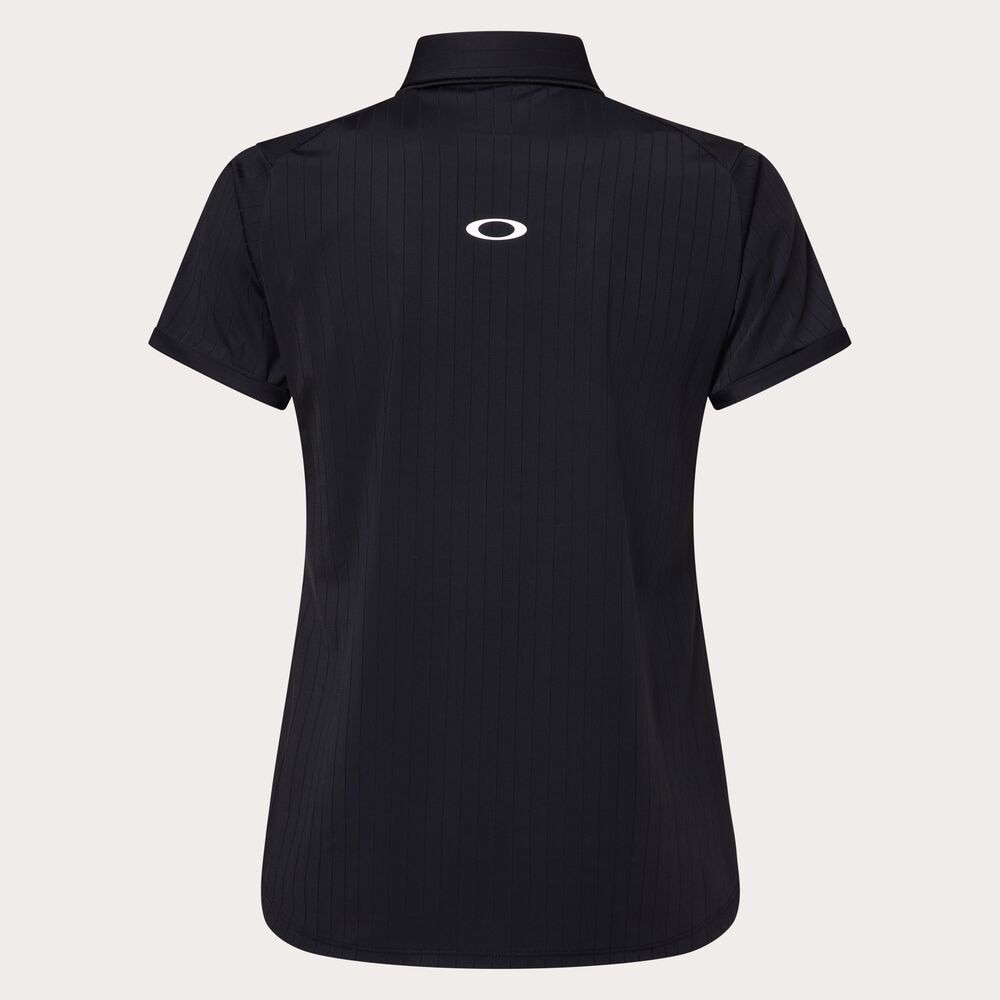 オークリー（OAKLEY）（レディース）ゴルフウェア 吸汗速乾 接触冷感 ELEVATE ストライプ半袖シャツ FOA500845-02E