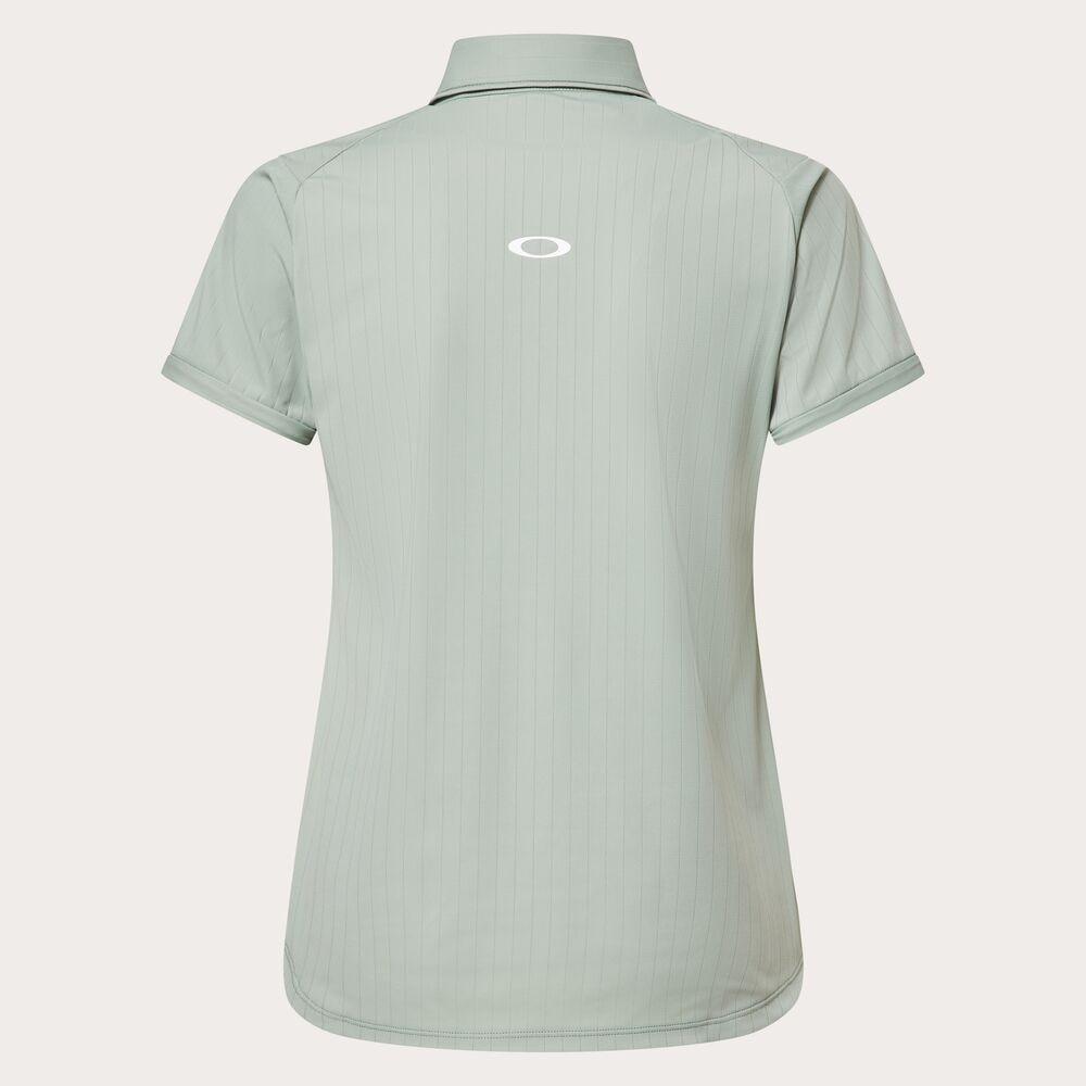 オークリー（OAKLEY）（レディース）ゴルフウェア 吸汗速乾 接触冷感 ELEVATE ストライプ半袖シャツ FOA500845-76H