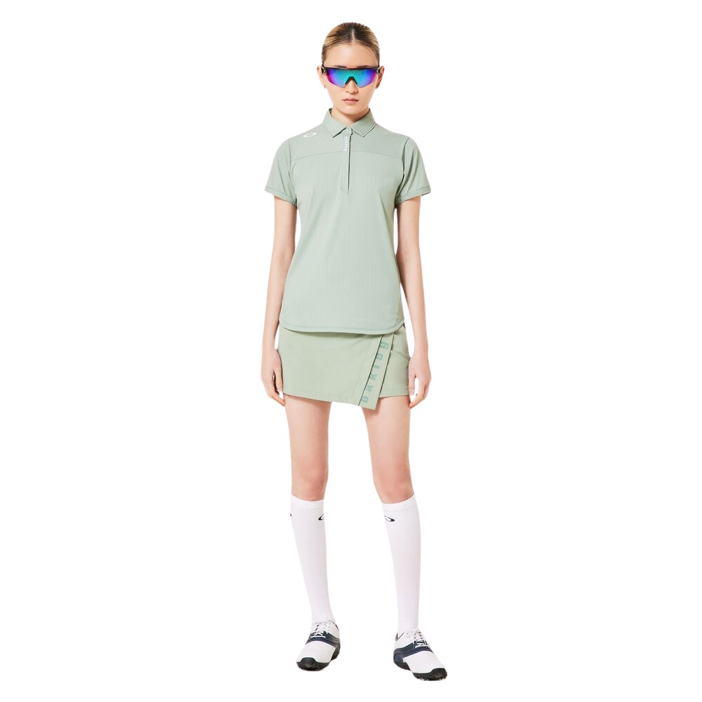 オークリー（OAKLEY）（レディース）ゴルフウェア 吸汗速乾 接触冷感 ELEVATE ストライプ半袖シャツ FOA500845-76H