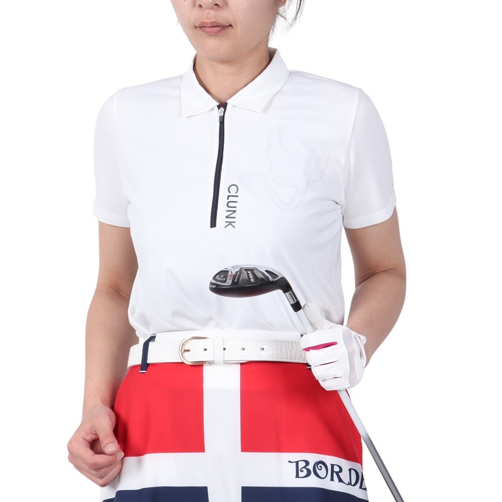 クランク（CLUNK）（レディース）ゴルフウェア 接触冷感 半袖 成形ポロシャツ CL5PUG04 WHT