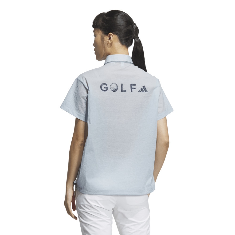 アディダス（adidas）（レディース）ゴルフウェア 撥水 シースルー 半袖シャツ KTI78-JF4571LBLU