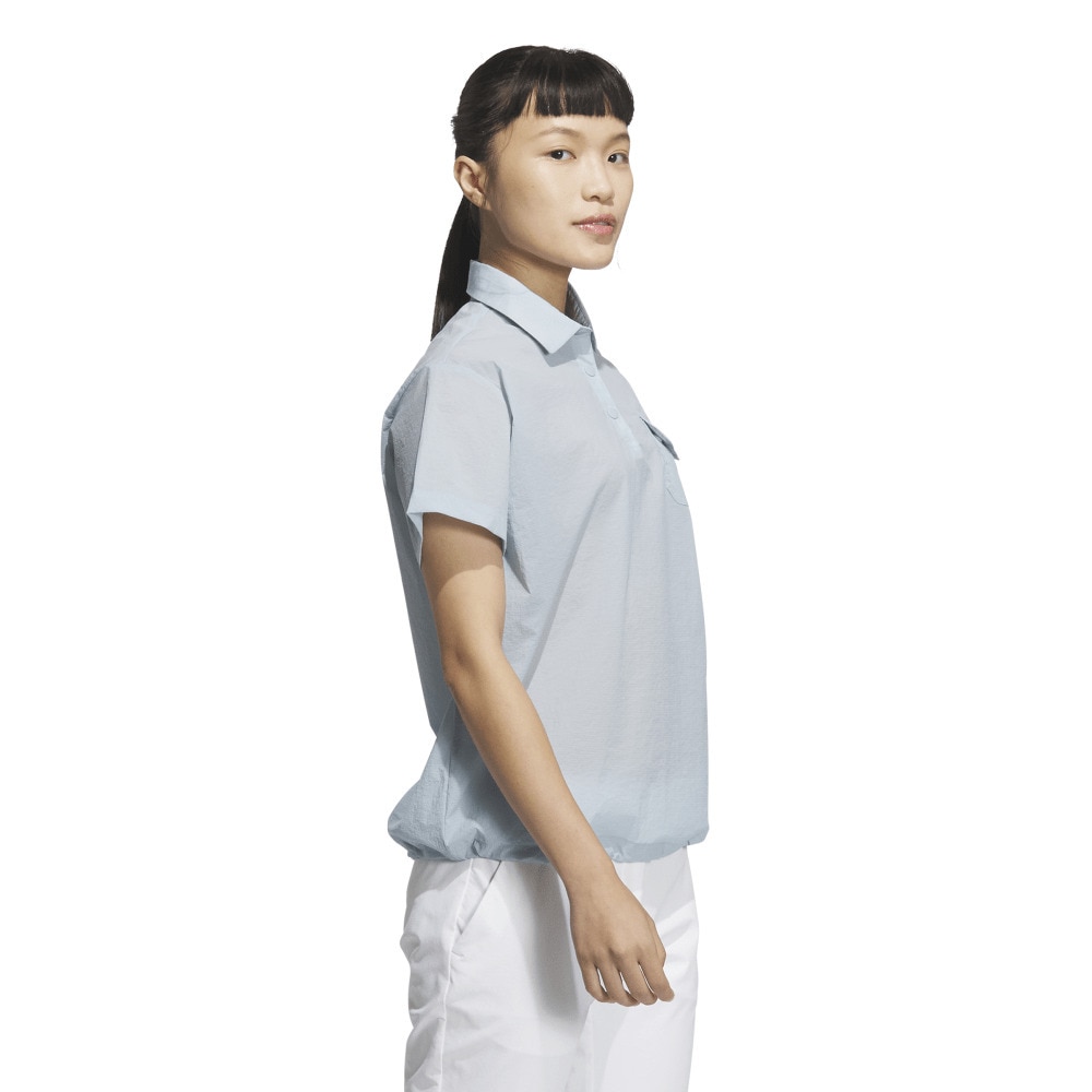 アディダス（adidas）（レディース）ゴルフウェア 撥水 シースルー 半袖シャツ KTI78-JF4571LBLU