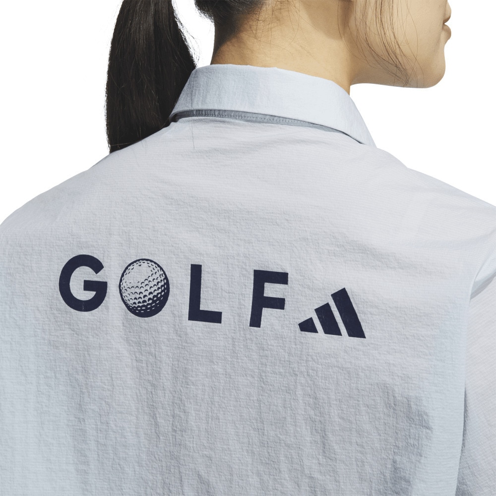 アディダス（adidas）（レディース）ゴルフウェア 撥水 シースルー 半袖シャツ KTI78-JF4571LBLU