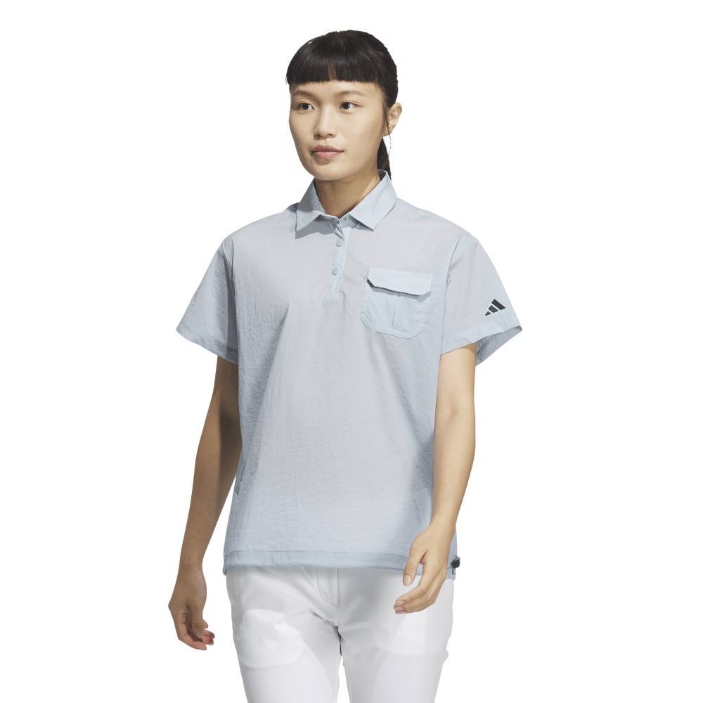 アディダス（adidas）（レディース）ゴルフウェア 撥水 シースルー 半袖シャツ KTI78-JF4571LBLU