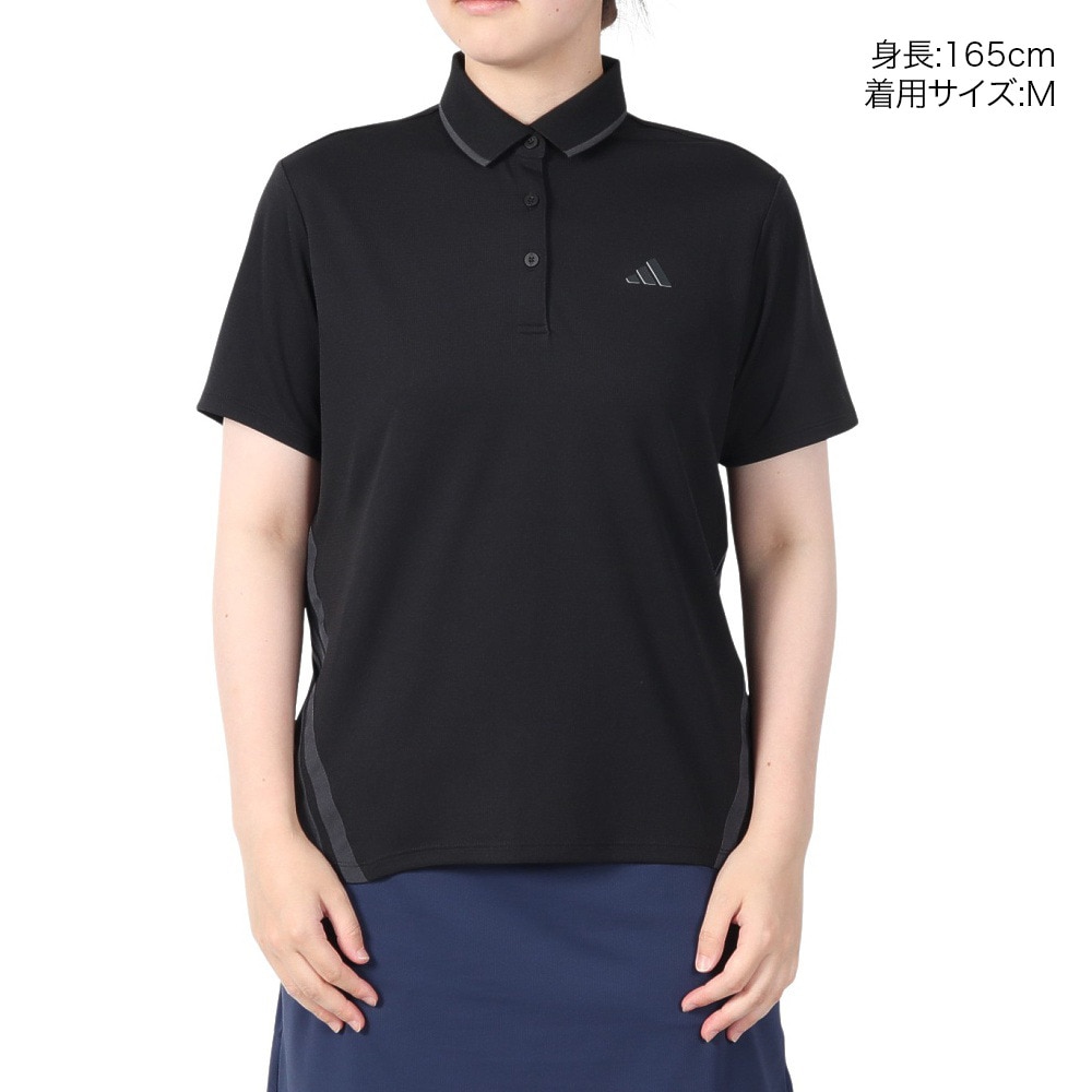 アディダス（adidas）（レディース）ゴルフウェア 吸湿発散 3ストライプ 半袖ポロシャツ KTI90-JF4603BLK